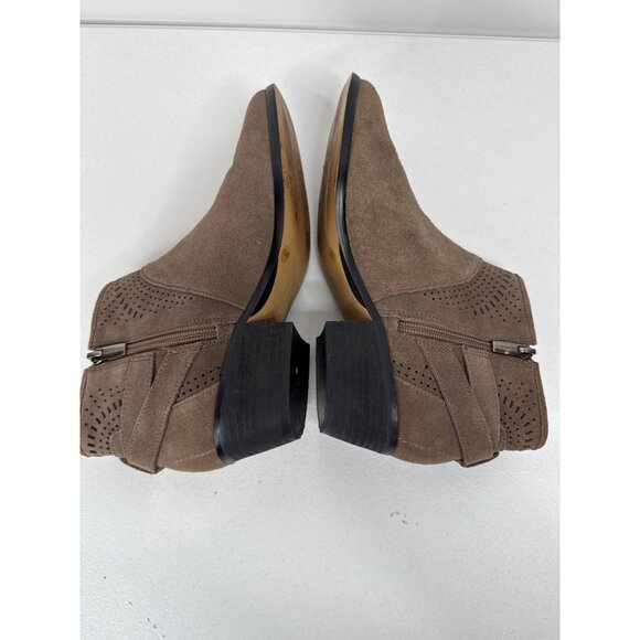 Vince Camuto Brown Suede Ankle Boots Womens 8.5 Leather Booties with Buckle - Picture 10 of 11
